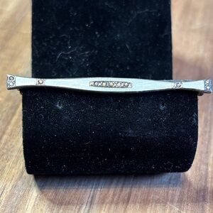 Antique sterling silver white enameled bar brooch